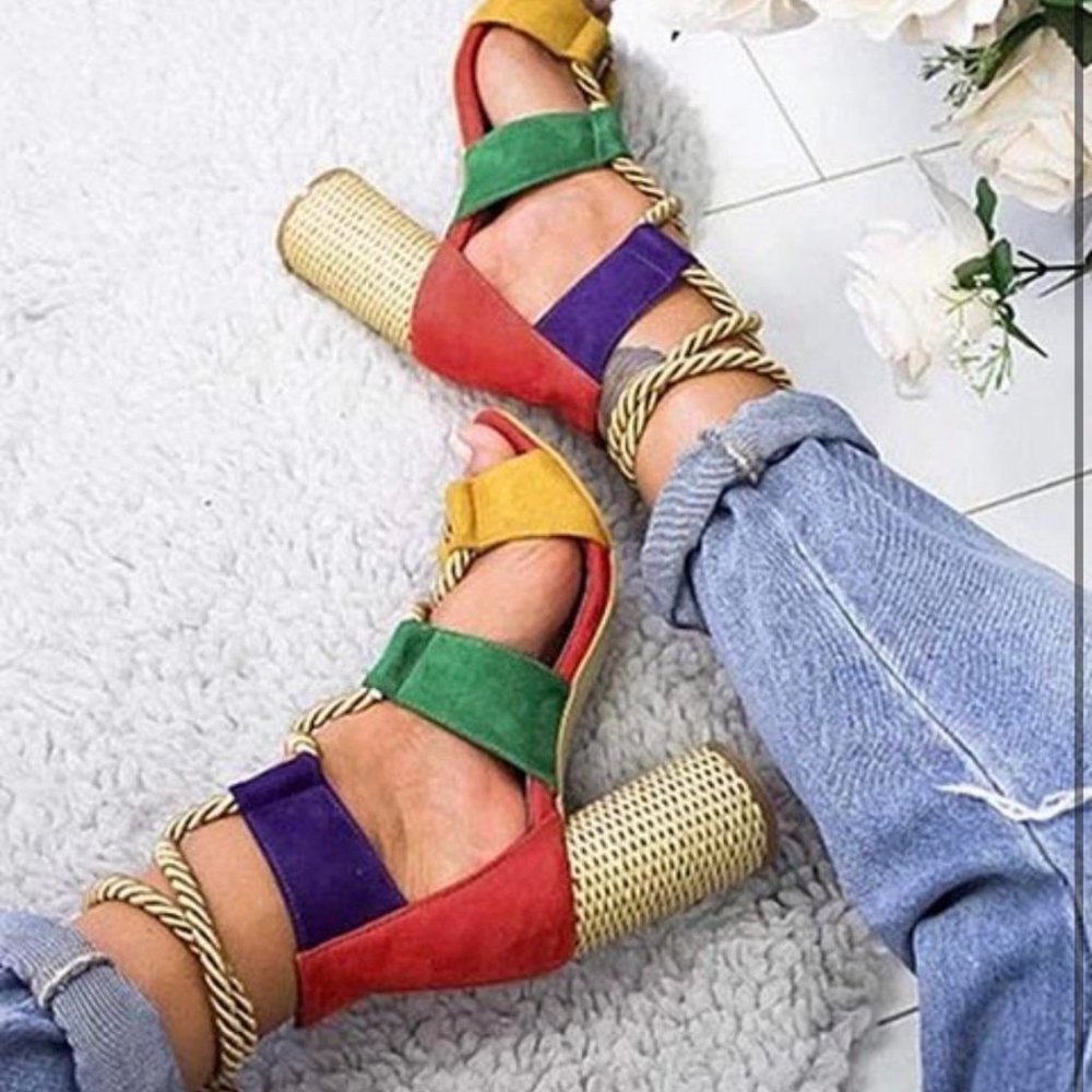 Yasirun Color Block Lace up Heels - Picture 3 of 3